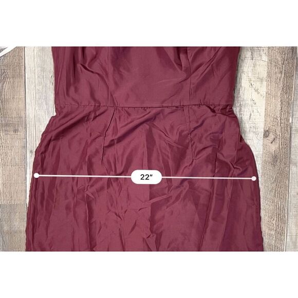 David's Bridal Crinkle Chiffon One Shoulder Burgundy Cocktail Dress Wedding 12 - Picture 8 of 12